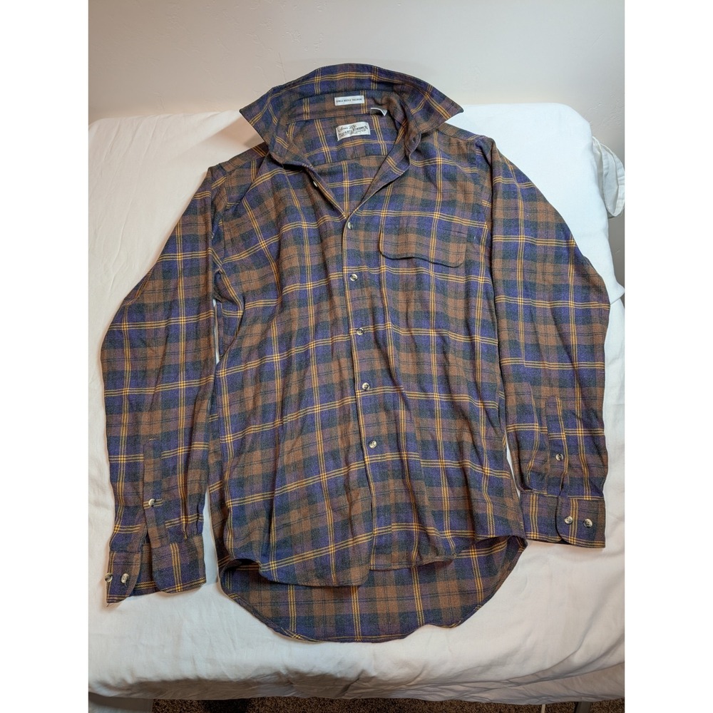 SEARS‎ Roebuck & Co Plaid Button Down Shirt Men Size M Single Needle Tailoring
